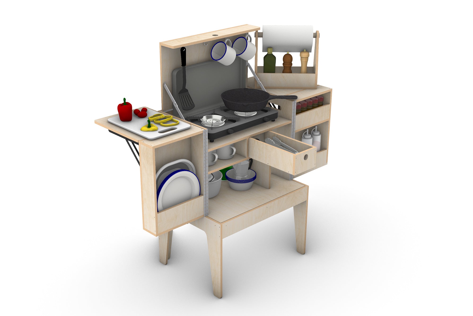 DIY Portable Camp Kitchen Plans (Metric mm)