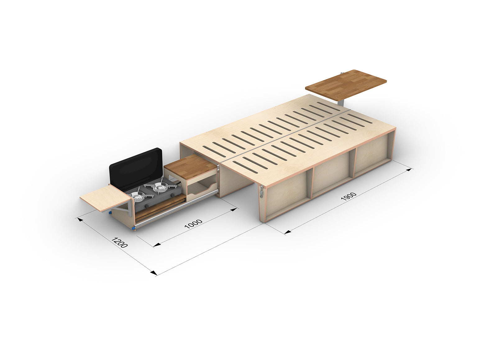 DIY Camper Van Folding Camper Couch Module Plans (Left Side)