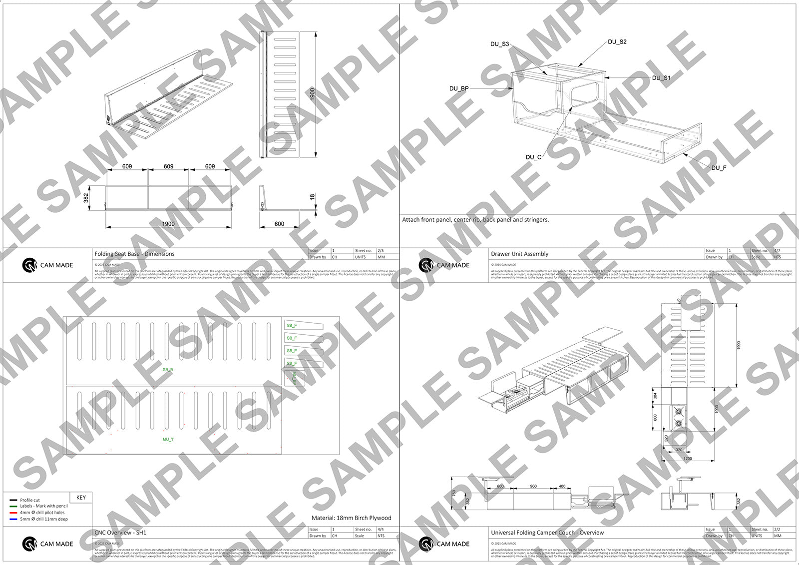 DIY Camper Van Folding Camper Couch Module Plans (Left Side)