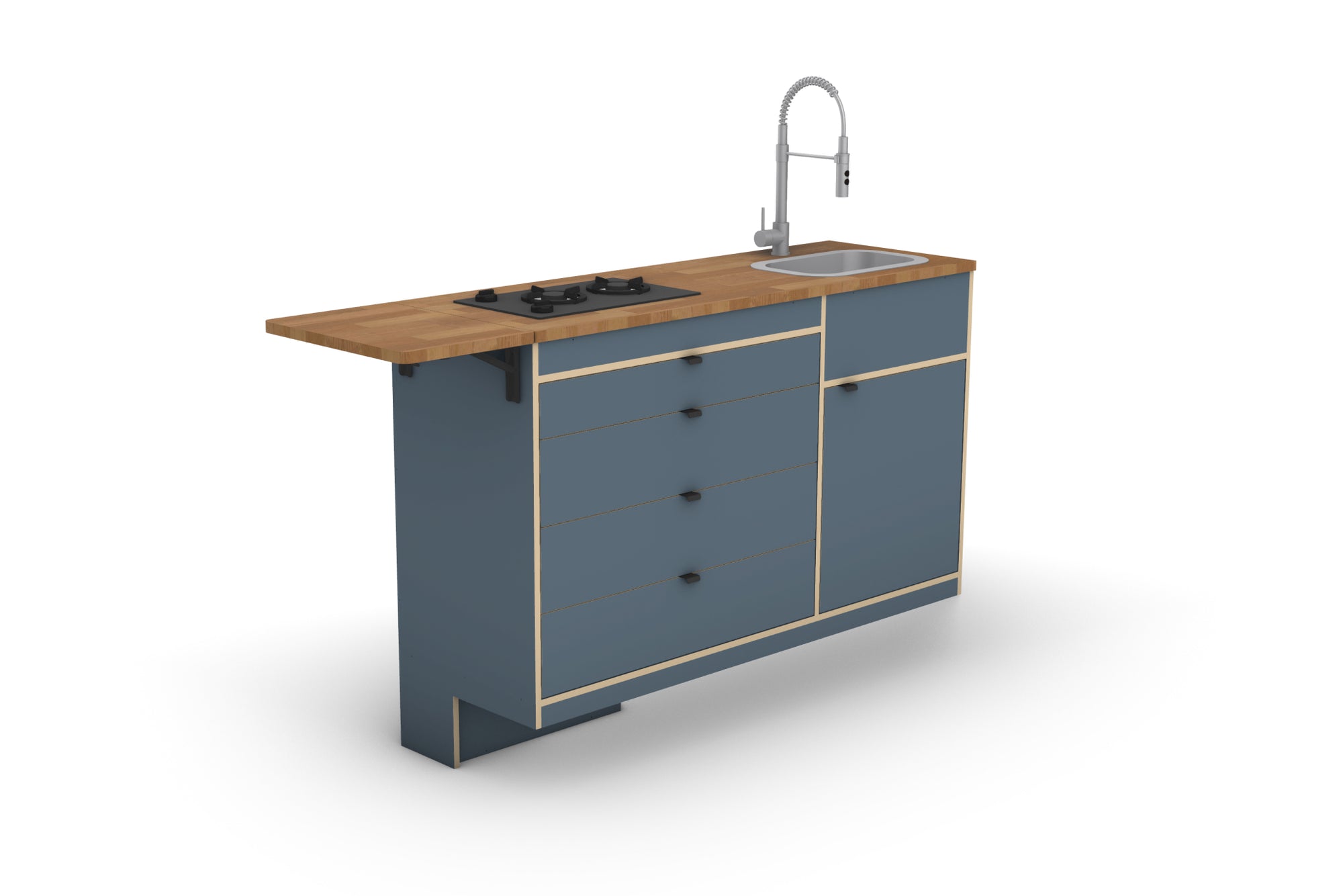 3D CAD model of Mercedes Sprinter LWB camper layout for DIY conversion - kitchen module