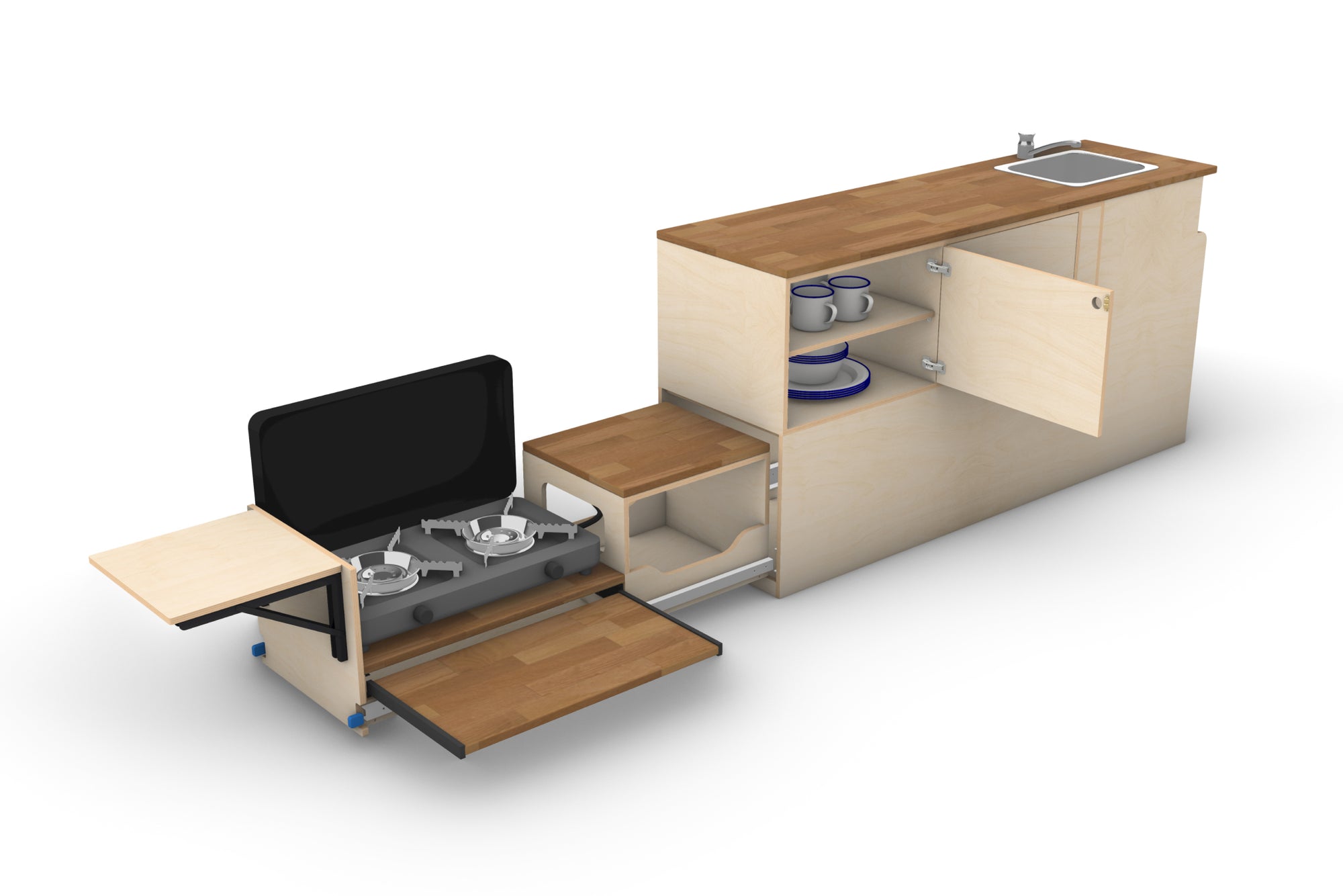 DIY Universal Camper Kitchen Module Plans (Left Side Opening)