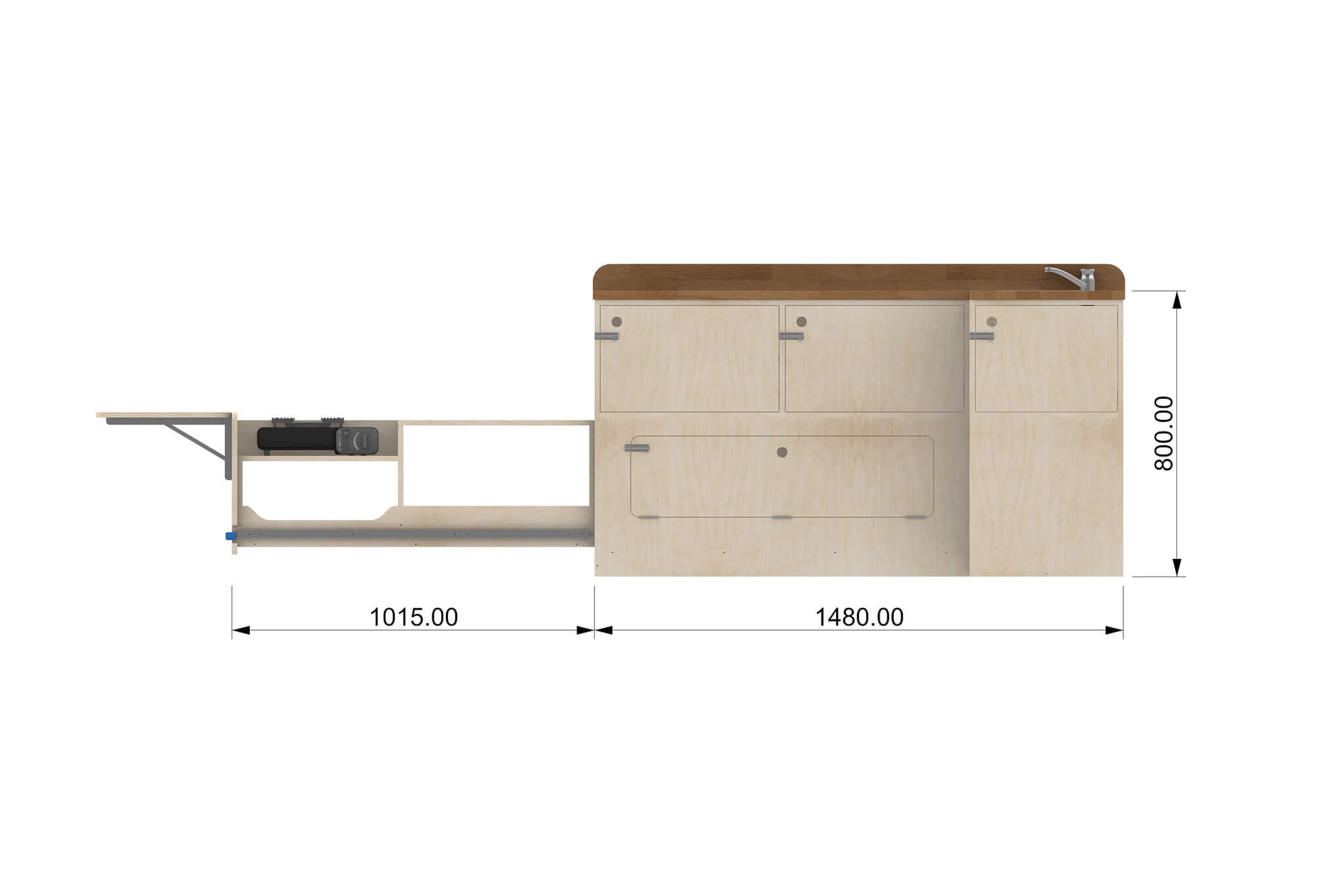 DIY Pull-Out Camper Van Kitchen Module Plans (Left Side Opening)