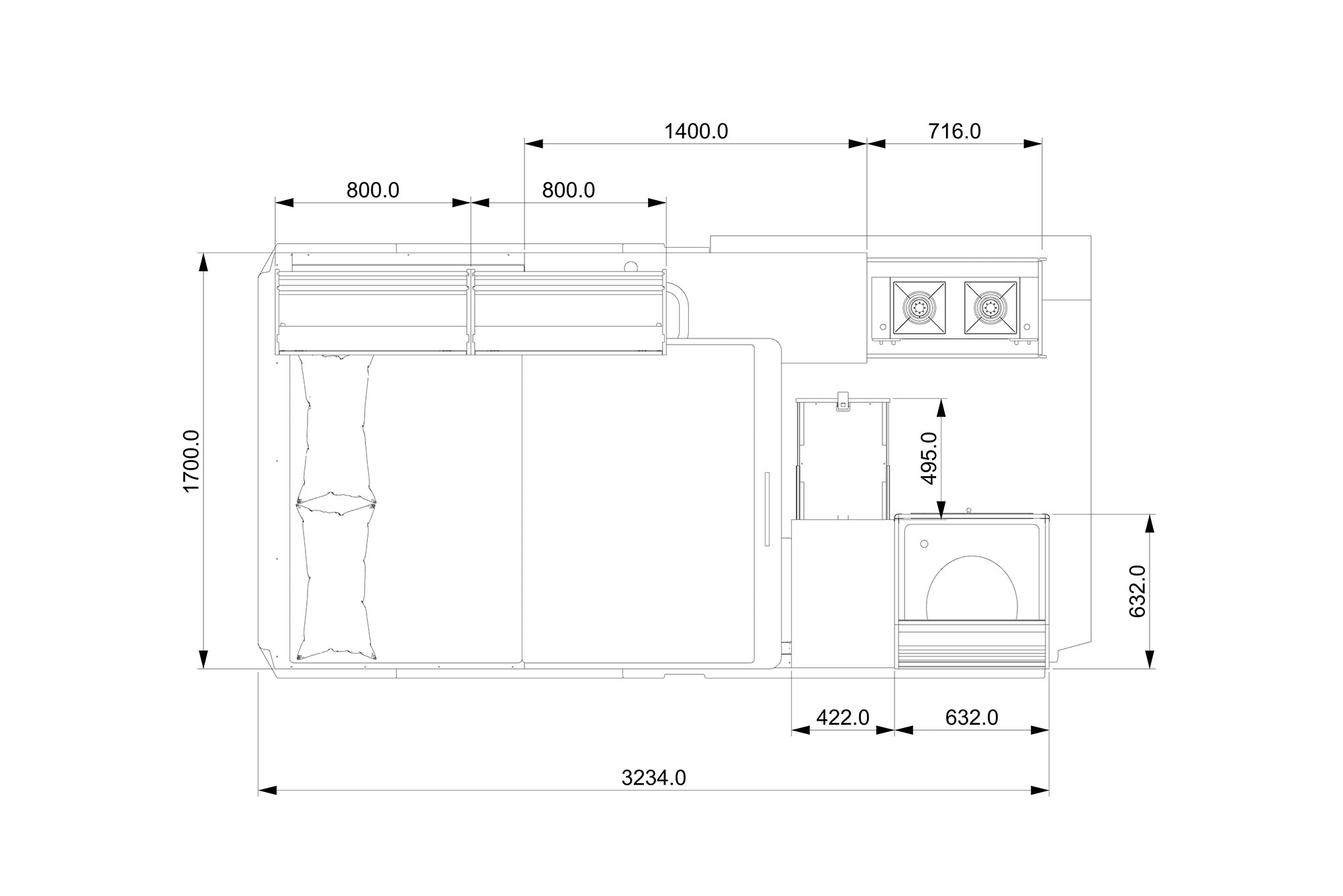 Mercedes Sprinter MWB 144 Camper Plans (Right-Hand Drive)
