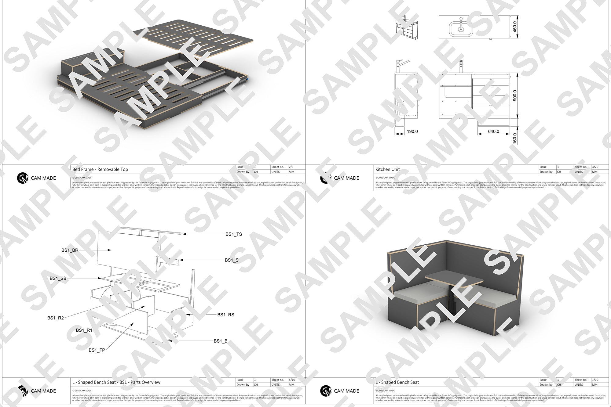 Mercedes Sprinter MWB 144 Camper Plans (Right-Hand Drive)