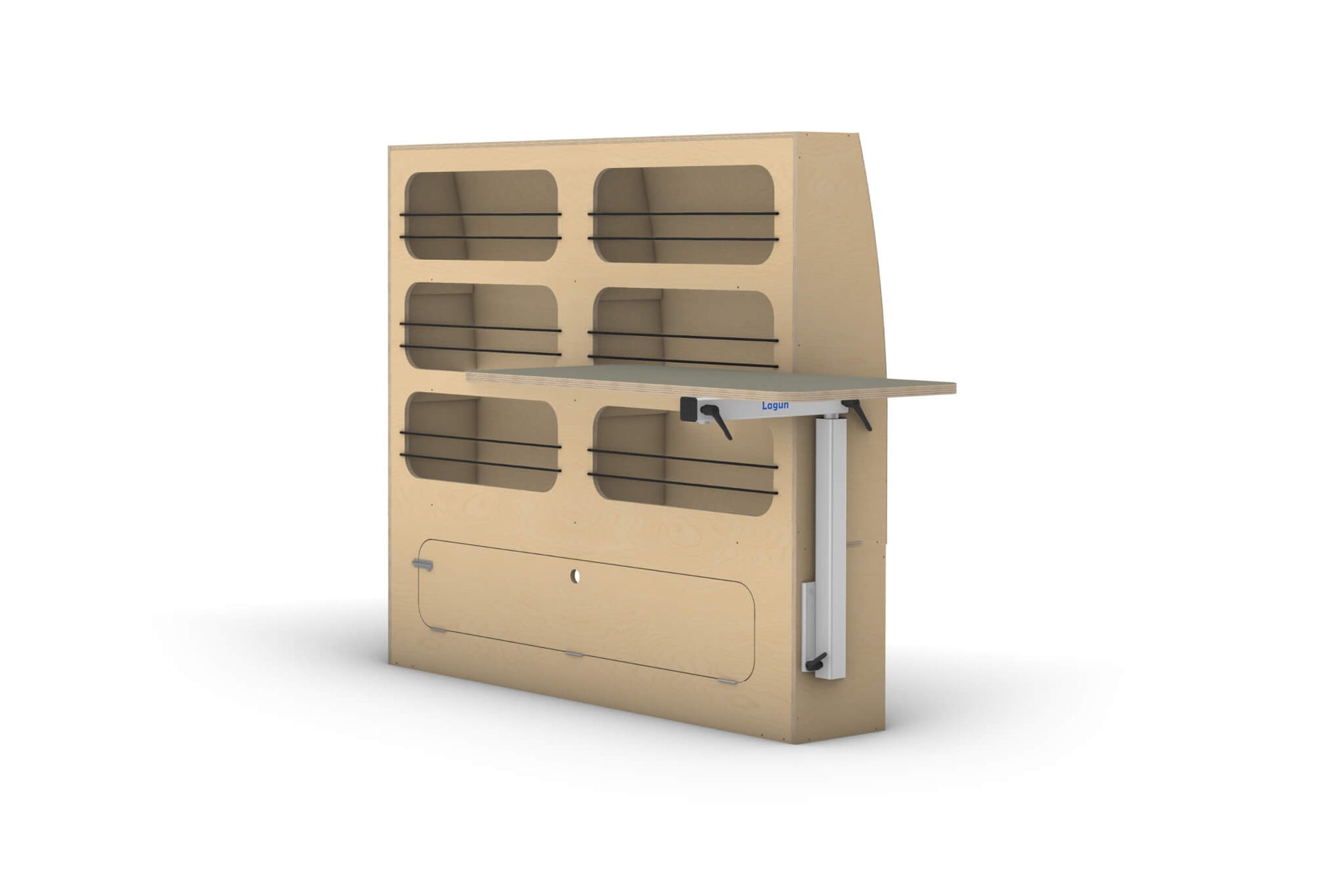 Van Conversion Bundle - Kitchen, Wardrobe, Couch / Bed render. Wardrobe Storage Unit.