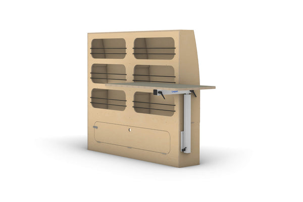Van Conversion Bundle - Kitchen, Wardrobe, Couch / Bed render. Wardrobe Storage Unit.