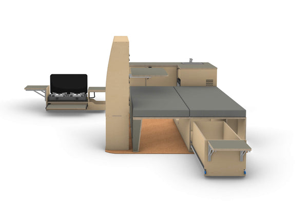 Van Conversion Bundle - Kitchen, Wardrobe, Couch / Bed render.