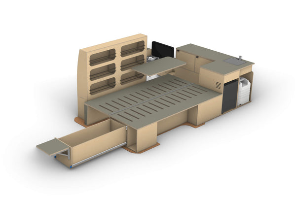 Van Conversion Bundle - Kitchen, Wardrobe, Couch / Bed render.