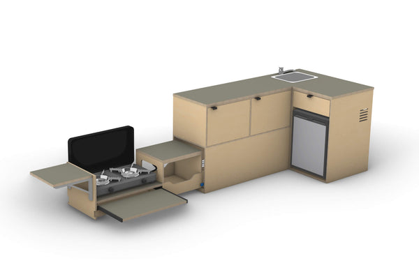 Van Conversion Bundle - Kitchen, Wardrobe, Couch / Bed render.