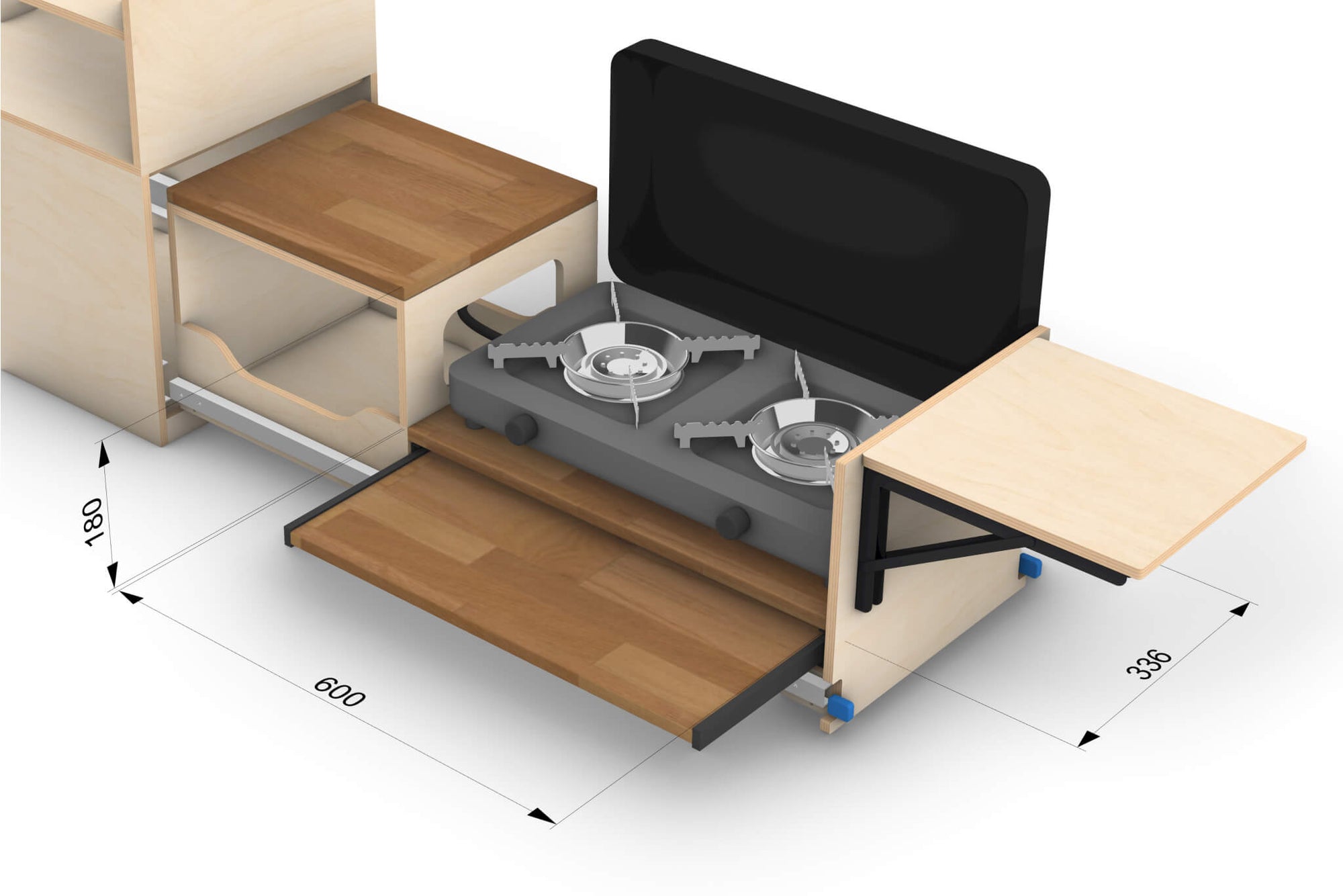 Universal Camper Kitchen Module Plans (Right-Side Opening)