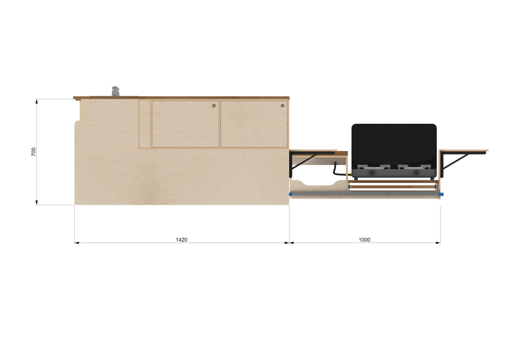 Universal Camper Kitchen Module Plans (Right-Side Opening)