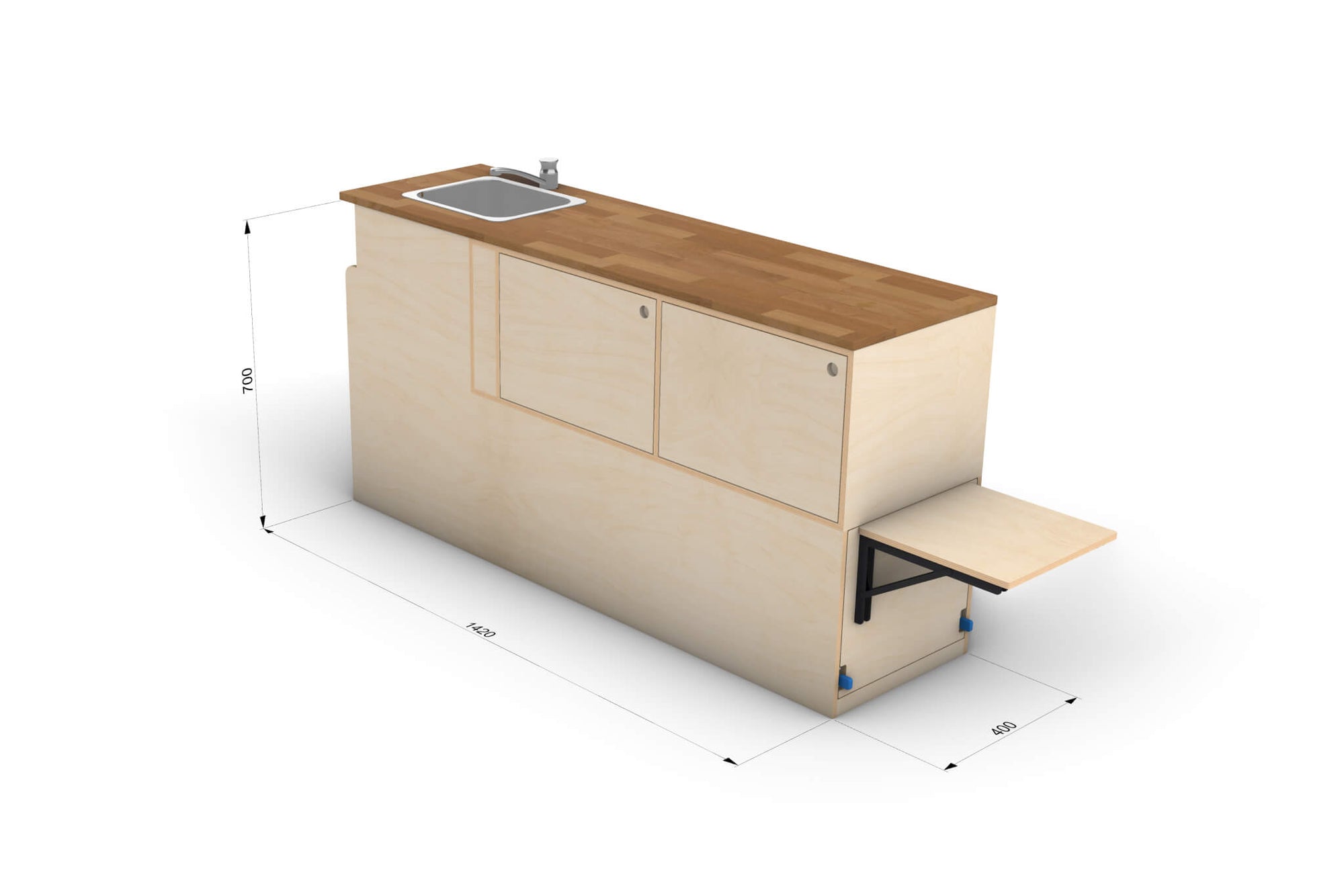 Universal Camper Kitchen Module Plans (Right-Side Opening)