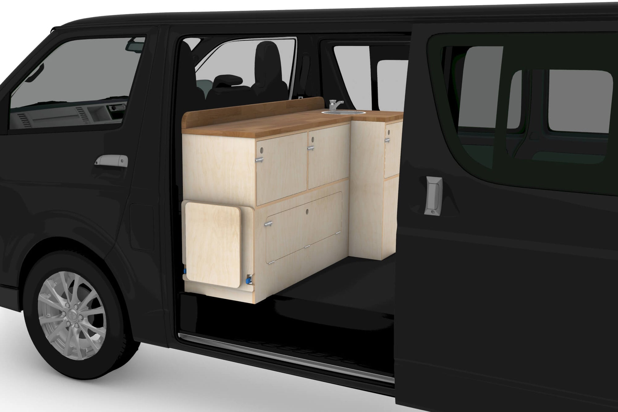Pull-Out Camper Van Kitchen Module Plans (Left Side Opening)