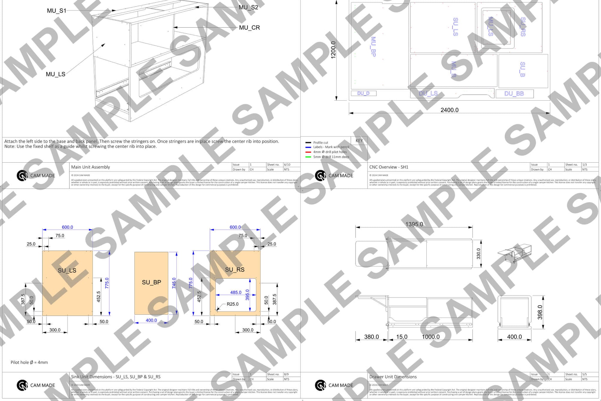 Pull-Out Camper Van Kitchen Module Plans (Left Side Opening)