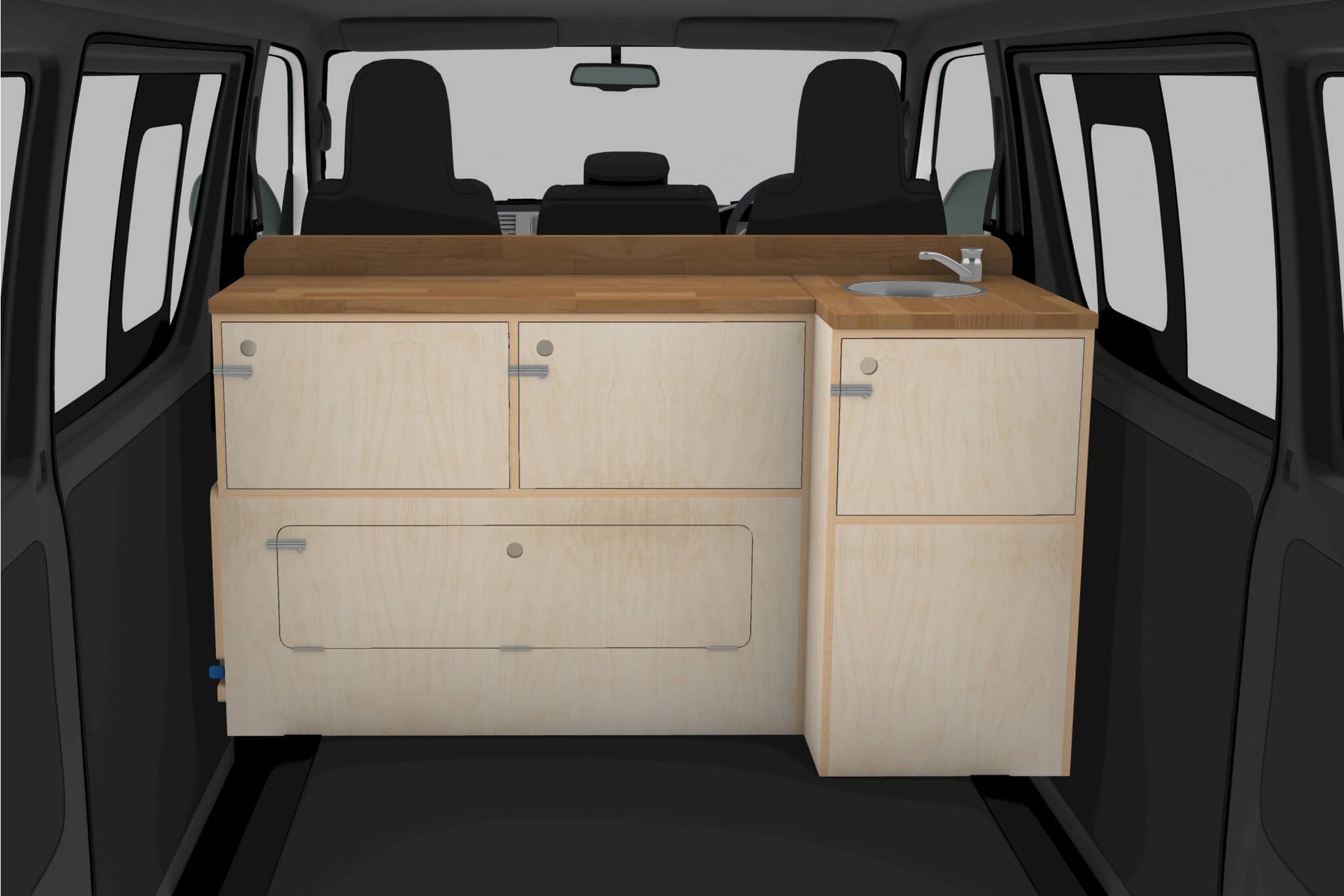 Pull-Out Camper Van Kitchen Module Plans (Left Side Opening)