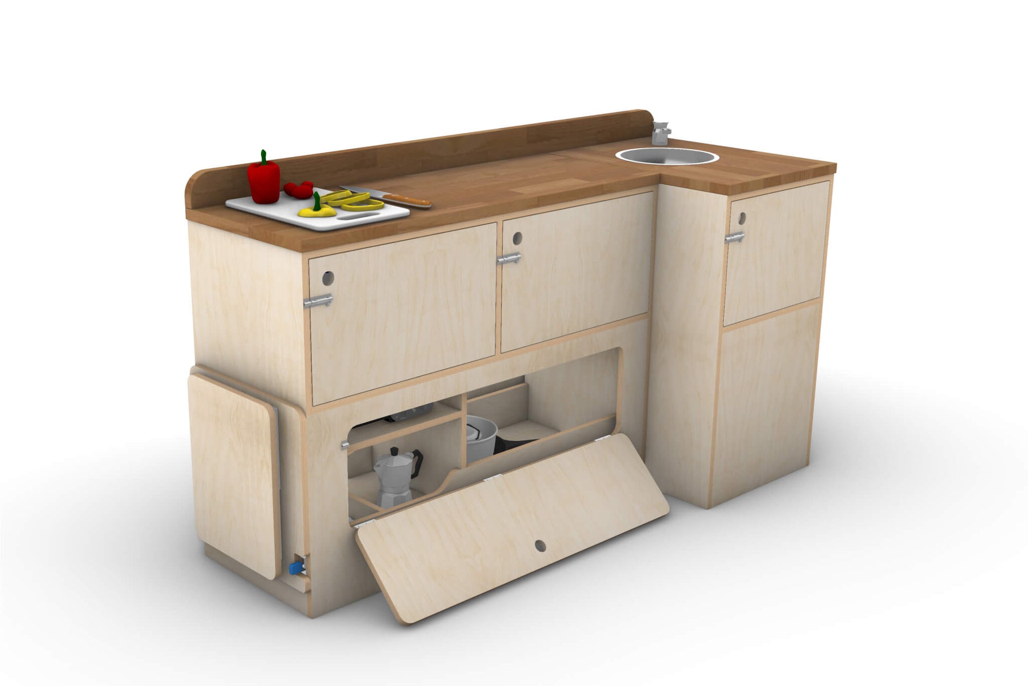Pull-Out Camper Van Kitchen Module Plans (Left Side Opening)