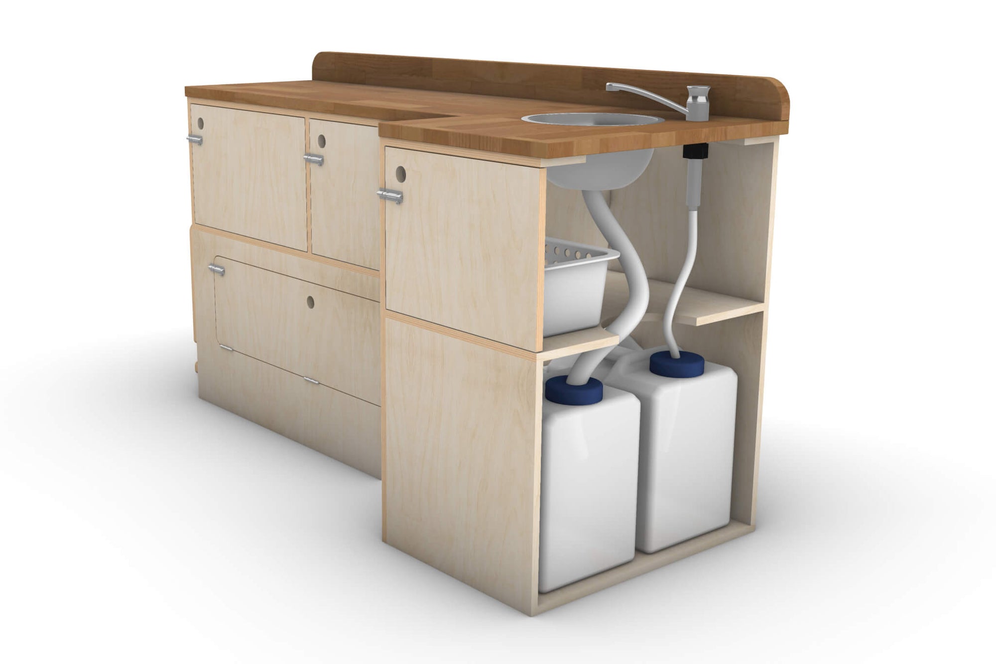Pull-Out Camper Van Kitchen Module Plans (Left Side Opening)